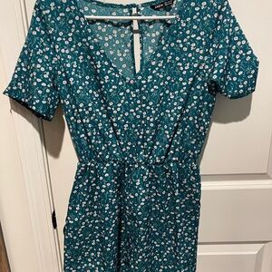 Teal Floral V-Neck romper